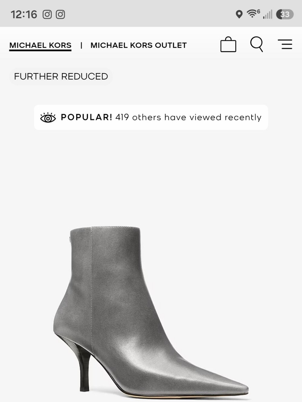 Michael Kors Selina Burnished Leather Ankle Boot